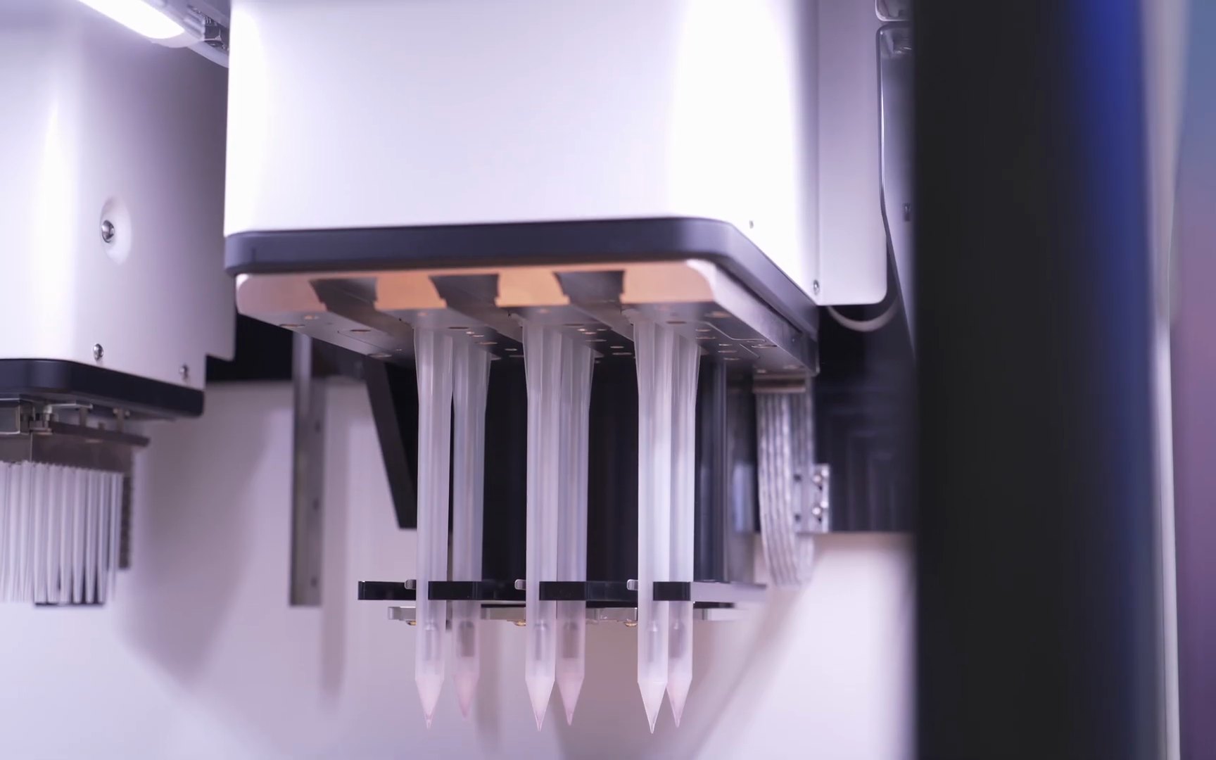 The dispense head’s positive displacement syringes, one of the components the app explains