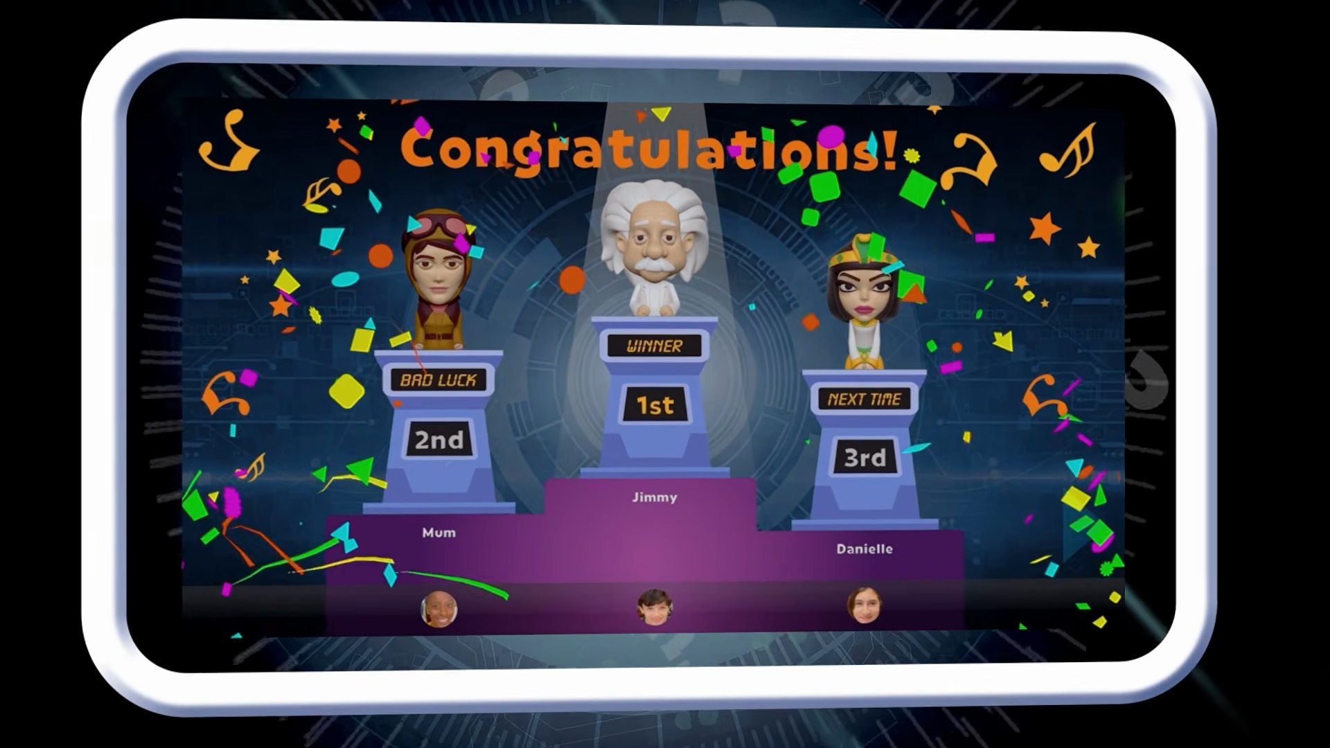 The winners’ podium at the end of a game