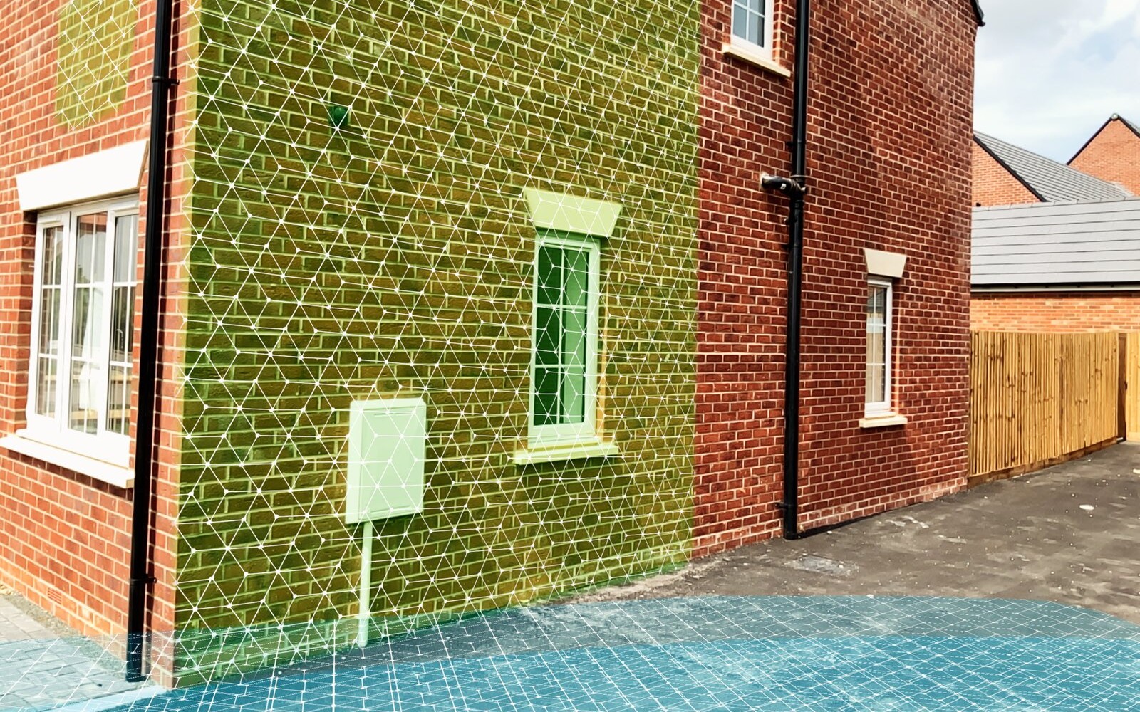 The house wall and the ground detected at the same time, the basis of real-scale placement