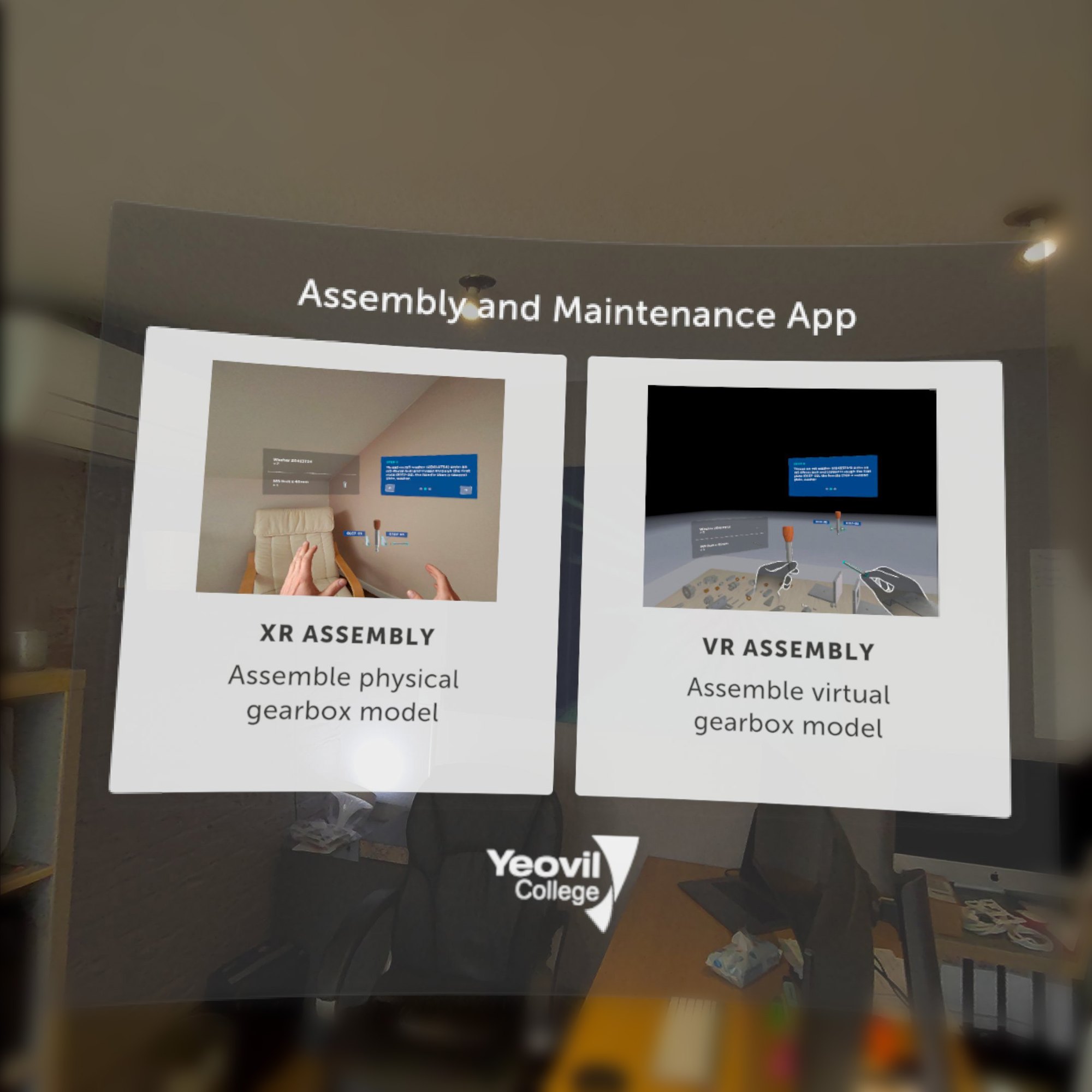 Choosing XR or VR assembly in the headset, captured on Quest 3